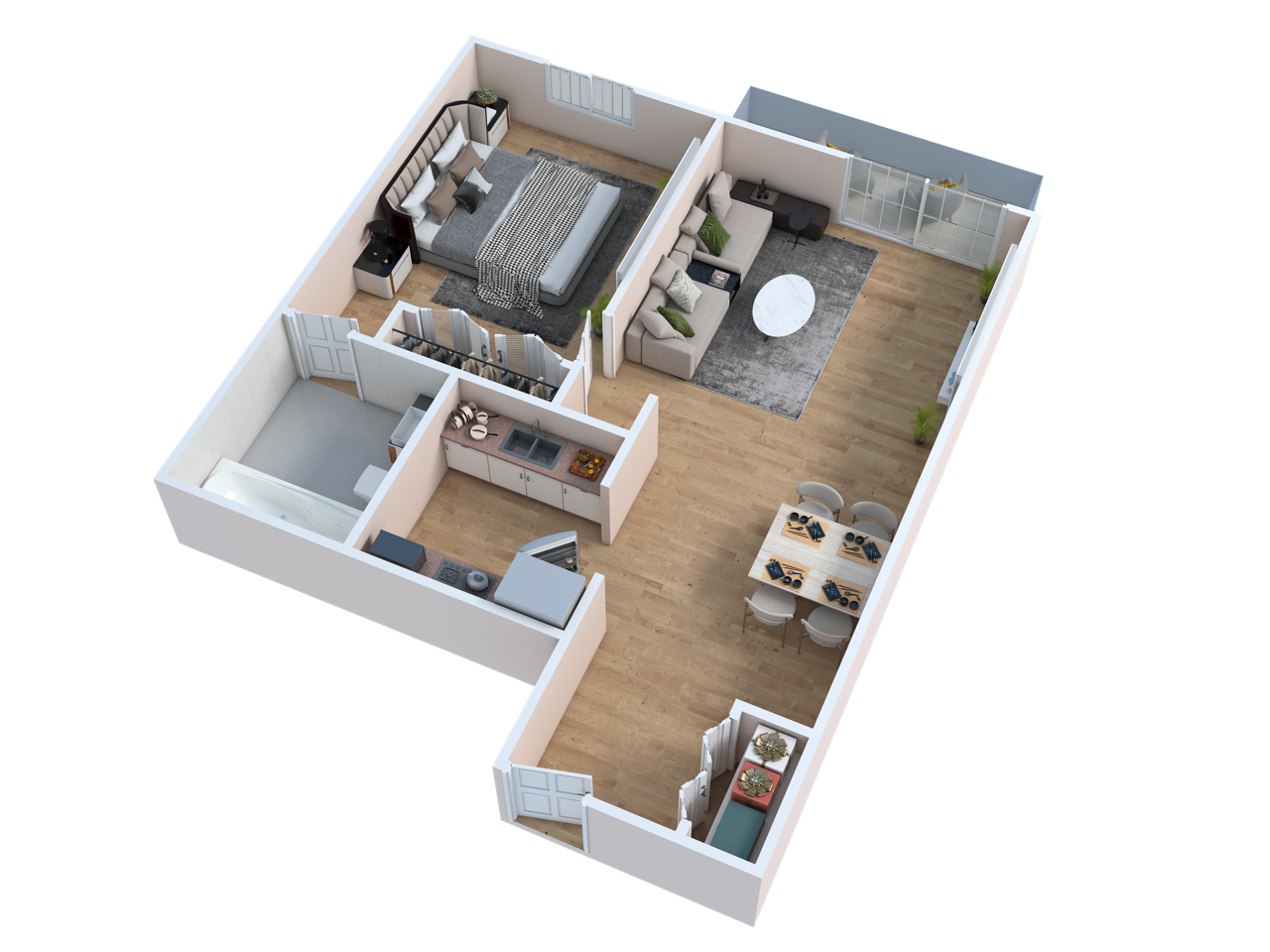 Floor plan for 1 bed, 1 bath, 540 sqft